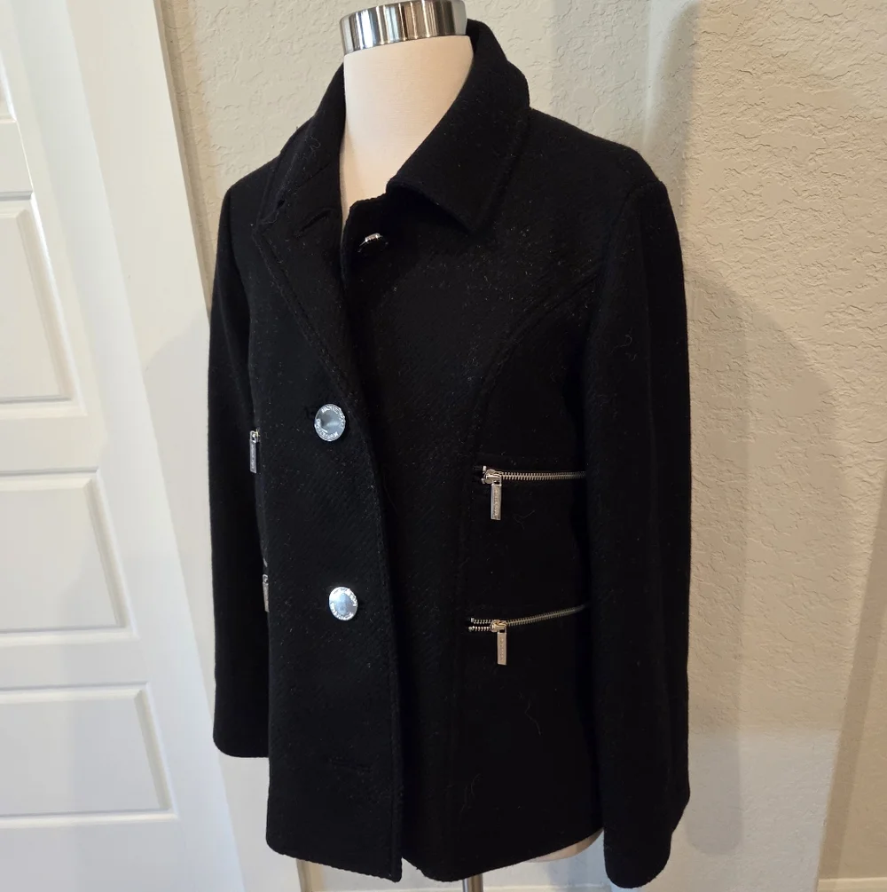 MICHAEL KORS WOMEN'S BLACK PEA COAT SIZE MEDIUM